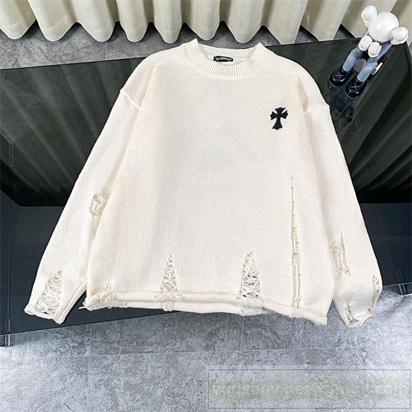 CHROME HEARTS 偽物 ニット HOLLYWOOD ロゴ ヴィンテージクラッシュ クロムハーツ