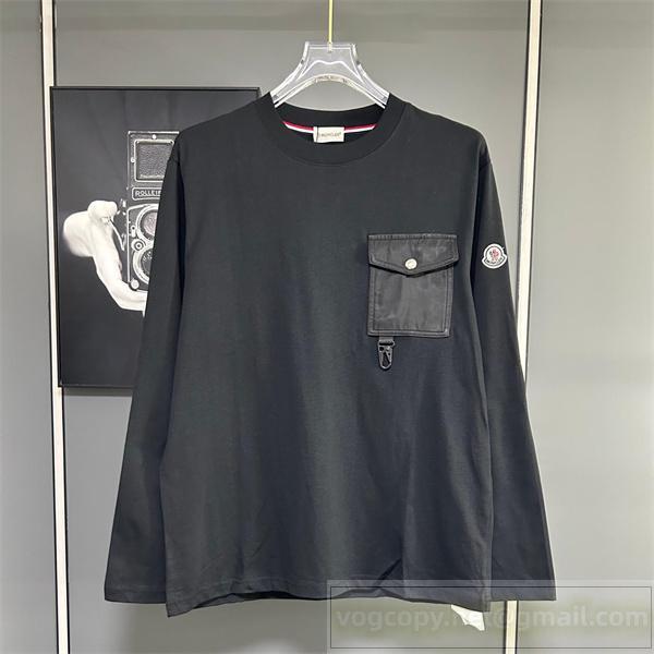  モンクレール 偽物 クール シンプル ロングスリーブ ポケットデザイン ブラック MONCLER