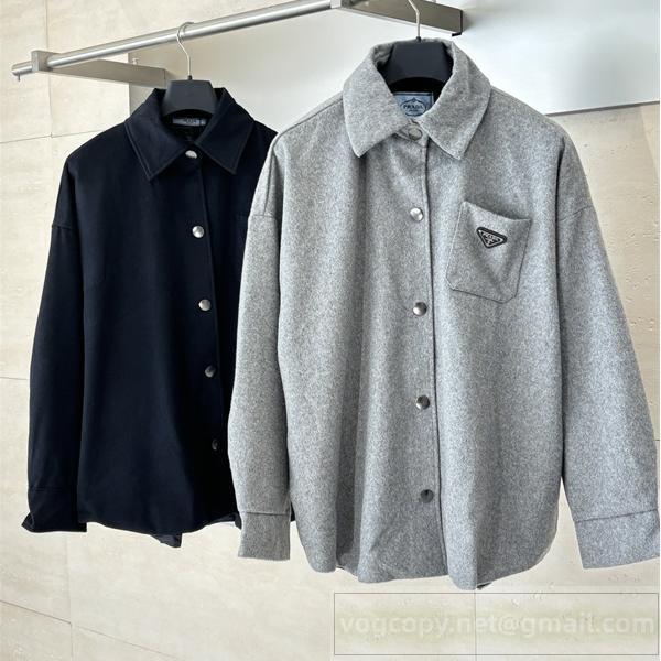  プラダ 偽物 シャツジャケット シンプル エレガント クラシック モダン PRADA