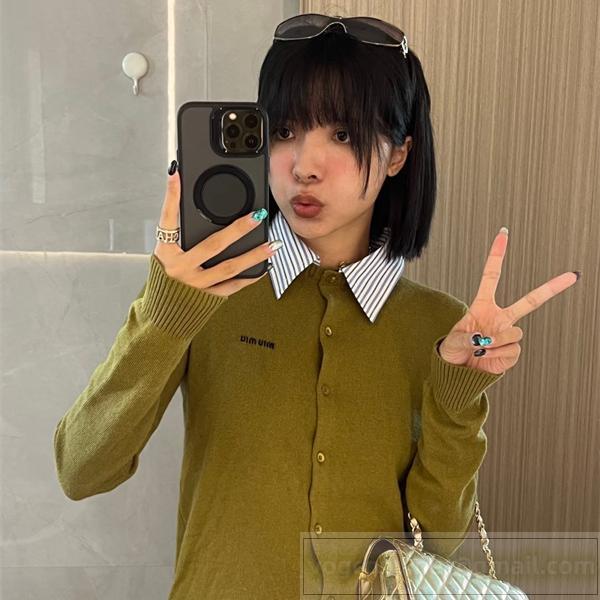 MIU MIU コピー ニットカーディガン モダン フェミニン レトロ