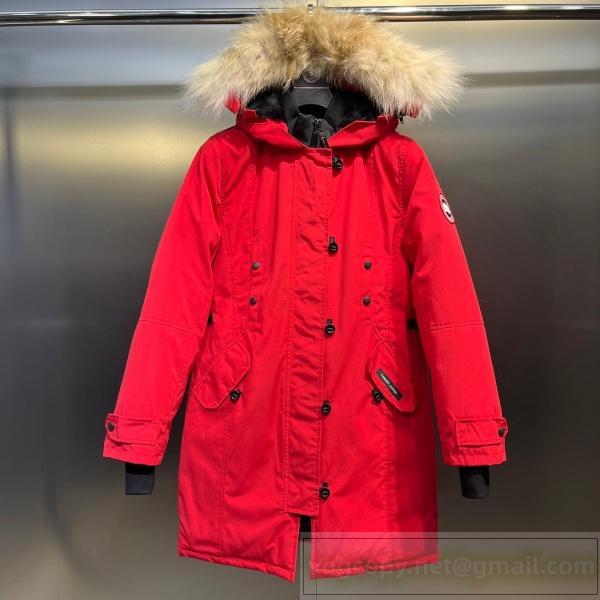 Canada Goose スーパーコピー ダウンコート ロング丈 レッド ファー付き 限定 激安 カナダグース