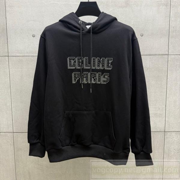 セリーヌ 偽物 パーカー ロゴプリント ブラック 高評価 人気 プレミアム CELINE 
