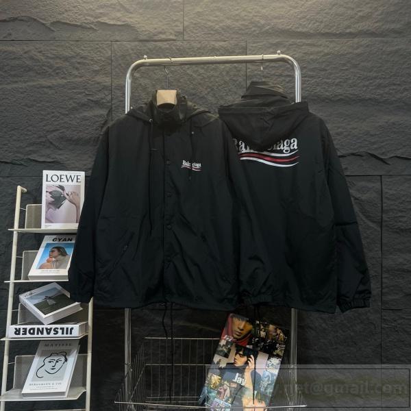 Balenciaga 偽物 ウィンドブレーカー ブラック フード付き 高品質 人気 バレンシアガ