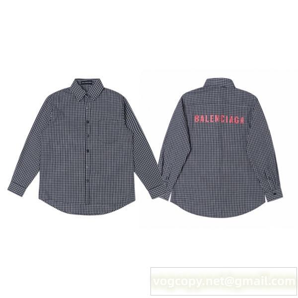 BALENCIAGA スーパーコピー 秋冬必須 チェックシャツ ロゴプリント カジュアル バレンシアガ