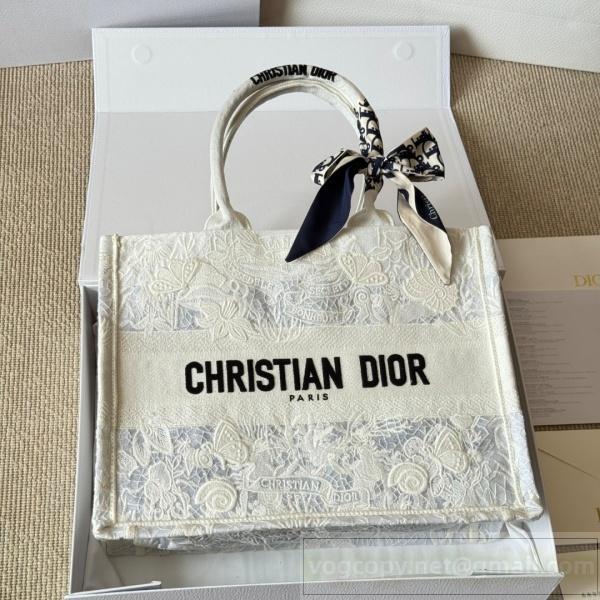 ディオール コピー 秋冬洗練 新登場 ブックトート バッグ レース調 ホワイト 上品 DIOR