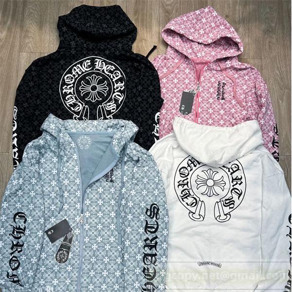 CHROME HEARTS コピー パーカー 総柄ロゴ デザイン ユニーク おしゃれ ストリート クロムハーツ