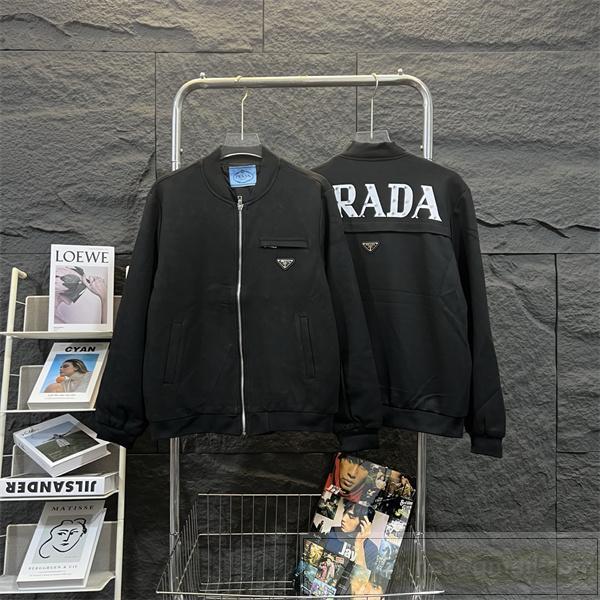 PRADA コピー ジャケット カジュアル ブラック スタイリッシュ 大胆 存在感 プラダ