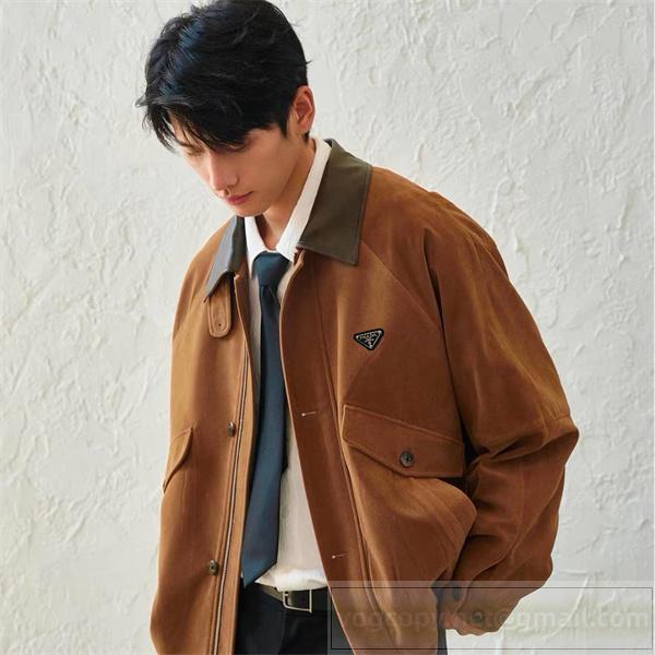 プラダ 偽物 ジャケット ブラウン カジュアル モダン お洒落 洗練 デザイン RADA