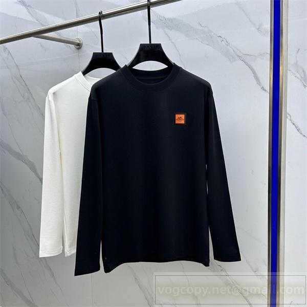 HERMES 偽物 長袖Tシャツ シンプル ワンポイントロゴ カジュアル スタイリッシュ エルメス