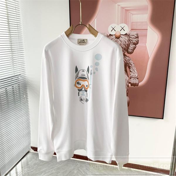 HERMES スーパーコピー 長袖Tシャツ グラフィック 個性派 ストリート カジュアルエルメス