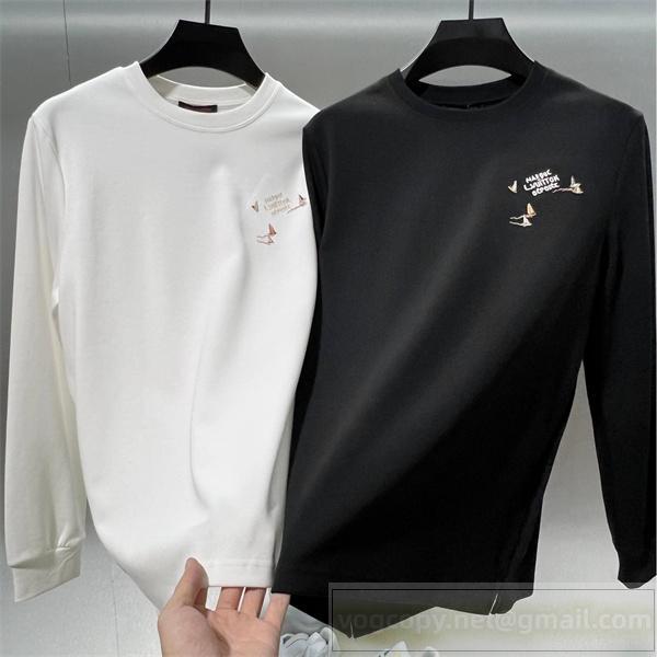 ルイヴィトン スーパーコピー 長袖Tシャツ ミニマル バードプリント シンプル LOUIS VUITTON