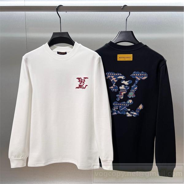 LOUIS VUITTON コピー 長袖Tシャツ ビッグLVロゴ バッククラシック モノグラム調 ルイヴィトン