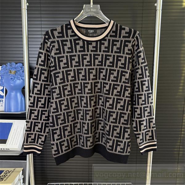 FENDI スーパーコピー ニット セーター FFロゴ 総柄 クラシック 長袖トップス フェンディ