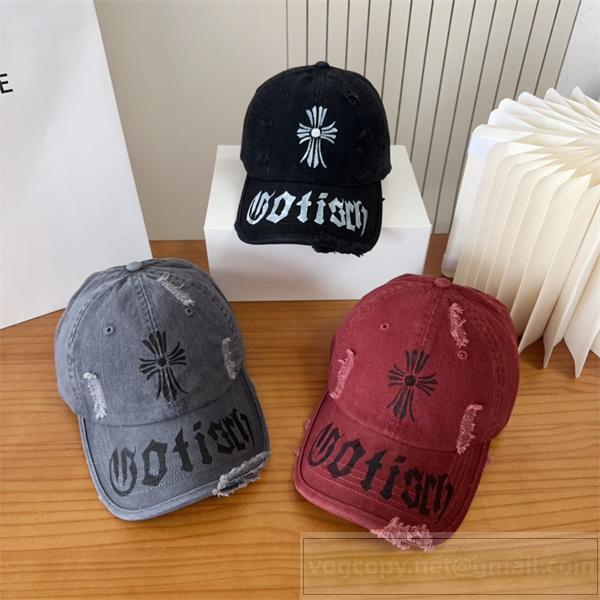 Chrome Hearts スーパーコピー 個性的 キャップ ゴシッククロス 刺繍 ダメージ加工 クロムハーツ