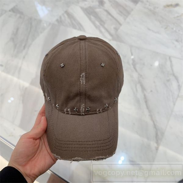 クロムハーツ 偽物 シンプル キャップ 無地スタッズ ダメージ加工 ベースボール帽 Chrome Hearts 