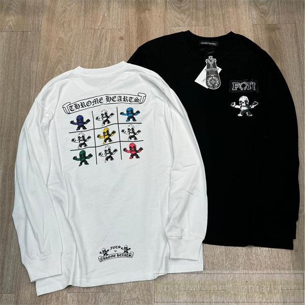  Chrome Hearts コピー 個性派 ロングTシャツ カラフルスカル デザイン クロムハーツ