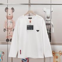 プラダ コピー 長袖Tシャツ トライアングルロゴ ベーシック スタイル PRADA