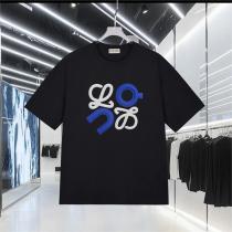 人気 ロエベ 偽物 クール モダンスタイル ブルーロゴ カジュアル Tシャツ L...