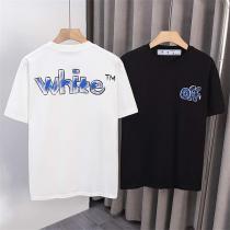 オフホワイト コピー ブルーレタリング ポップデザイン 半袖Tシャツ Off-W...