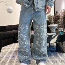 ルイヴィトン スーパーコピー ヴィンテージ風 個性派 モノグラム パターン ジーンズ  LOUIS VUITTON