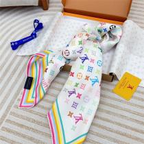 LOUIS VUITTON コピー スカーフ ブラックマルチカラー ロゴ柄 ポップで華やかな ルイヴィトン