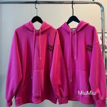 ミュウミュウ 偽物 パーカー レディース フーディー ピンク カジュアル モード MIU MIU