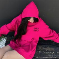 ミュウミュウ 偽物 パーカー レディース フーディー ピンク カジュアル モード MIU MIU