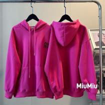 ミュウミュウ 偽物 パーカー レディース フーディー ピンク カジュアル モード MIU MIU