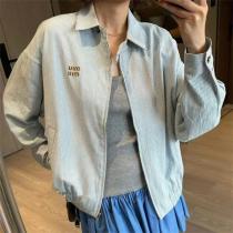 MIUMIU 偽物 ジャケット ライトブルー スリムフィット シンプル 当店イチオシ ミュウミュウ