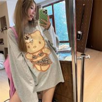 MIUMIU コピー  長袖 Tシャツ ハローキティ レオパードプリント デザイ...