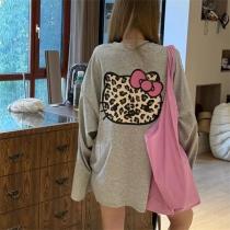 MIUMIU コピー  長袖 Tシャツ ハローキティ レオパードプリント デザイン ミュウミュウ