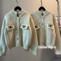 セリーヌ コピー トリオンフ ロゴ刺繍 ニットカーディガン 上品スタイル 高級感あふれる Celine