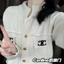 セリーヌ コピー トリオンフ ロゴ刺繍 ニットカーディガン 上品スタイル 高級感あふれる Celine
