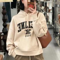 CELINE 偽物 ベージュロゴプリント おしゃれ 快適 高級感 洗練 ゆったりパーカー セリーヌ