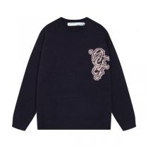 オフホワイト コピー 注目セーター グリーンカラー 個性派ワンポイント カジュアル Off-White
