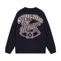 オフホワイト コピー 注目セーター グリーンカラー 個性派ワンポイント カジュアル Off-White
