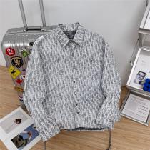 ディオール　コピー シャツ 爽やか ホワイト×ブルー 総柄 新登場 おしゃれ 限...