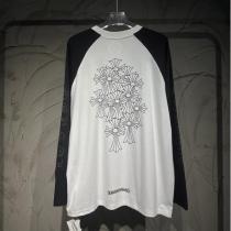 クロムハーツ コピー ロングTシャツ 個性 洗練 クロスモチーフ バイカラー CHROME HEARTS