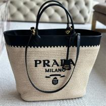 PRADA 偽物 ラフィアトートバッグ ナチュラルスタイル 大容量サマーバッグ ...