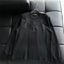 CHROME HEARTS 偽物 長袖Tシャツ クロスモチーフ 刺繍 アイコニッ...