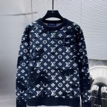LOUIS VUITTON 偽物 ニット セーター モノグラム 総柄 ネイビー 高級 おしゃれ ルイヴィトン