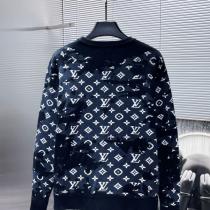 LOUIS VUITTON 偽物 ニット セーター モノグラム 総柄 ネイビー 高級 おしゃれ ルイヴィトン