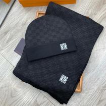 ルイヴィトン 偽物 帽子 マフラーセット シック ブラック エレガント 暖かい LOUIS VUITTON