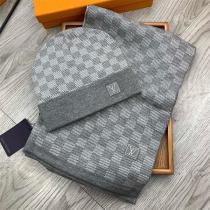 ルイヴィトン 偽物 帽子 マフラーセット シック ブラック エレガント 暖かい LOUIS VUITTON