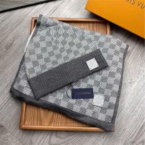 LOUIS VUITTON コピー 帽子 マフラーセット グレー チェック柄 ス...