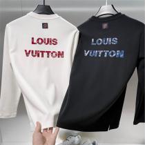 ルイヴィトン コピー 長袖Tシャツ スケートボード風 LVロゴ 刺繍 カジュアル LOUIS VUITTON