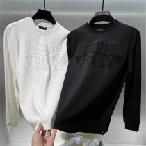 ルイヴィトン 偽物 長袖Tシャツ ロゴ刺繍 シンプル モノトーン カジュアル L...