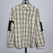 BURBERRY 偽物 シャツ チェック柄 エルボーパッチ カジュアル 長袖シャ...