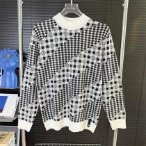 フェンディ 偽物 ニット 千鳥格子 デザイン モノトーン クルーネック セーター...