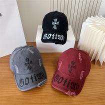 Chrome Hearts スーパーコピー 個性的 キャップ ゴシッククロス 刺繍 ダメージ加工 クロムハーツ